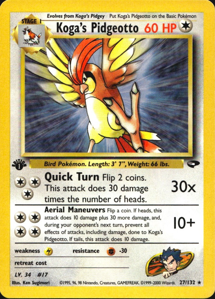 Koga's Pidgeotto 27/132 Gym Challenge Rare Pokemon 1st Edition Near Mint