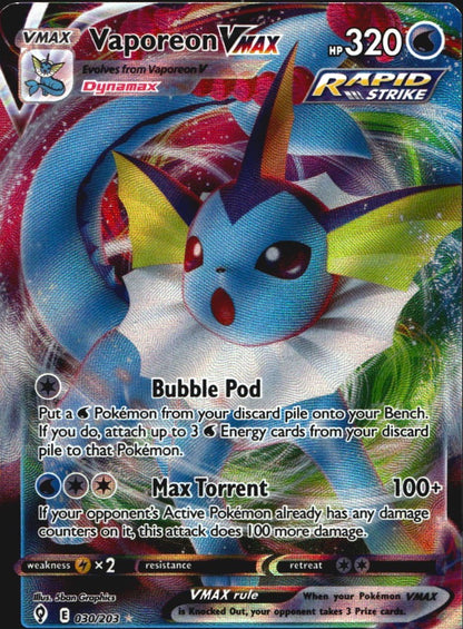 Vaporeon VMAX 030/203 Evolving Skies Holo VMAX Rare Pokemon Near Mint