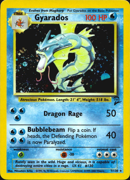 Gyarados 7/130 Holo Rare Base Set 2 Pokemon Near Mint