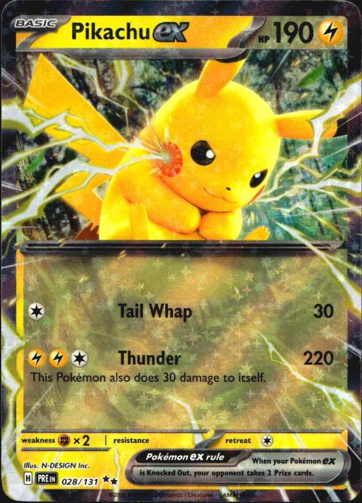 Pikachu ex 028/131 Prismatic Evolutions Double Rare Pokemon Holo Near Mint