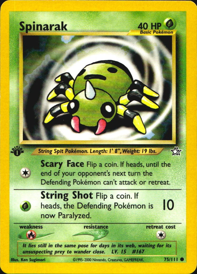 Spinarak 75/111 Common Neo Genesis Pokemon 1st Edition Near Mint