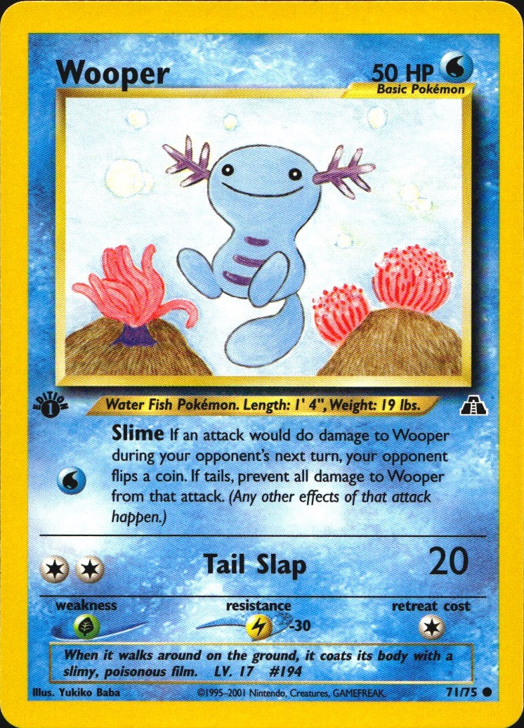 Wooper 71/75 Neo Discovery Common Pokemon 1st Edition Near Mint