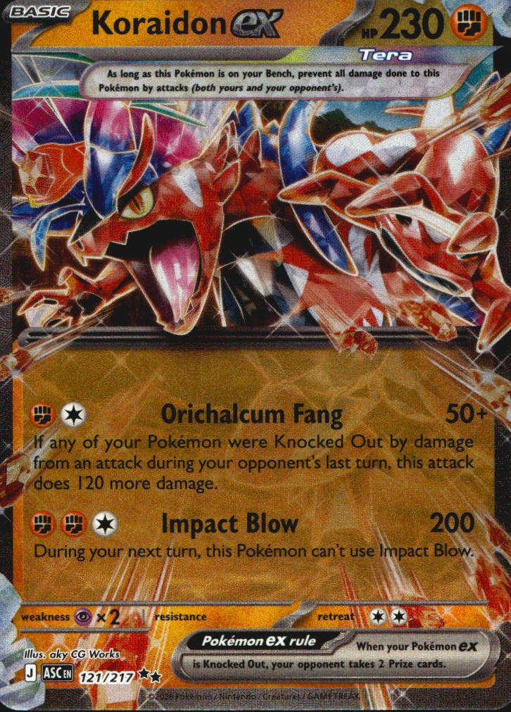 Koraidon ex 121/217 Ascended Heroes Double Rare Pokemon Holo Near Mint