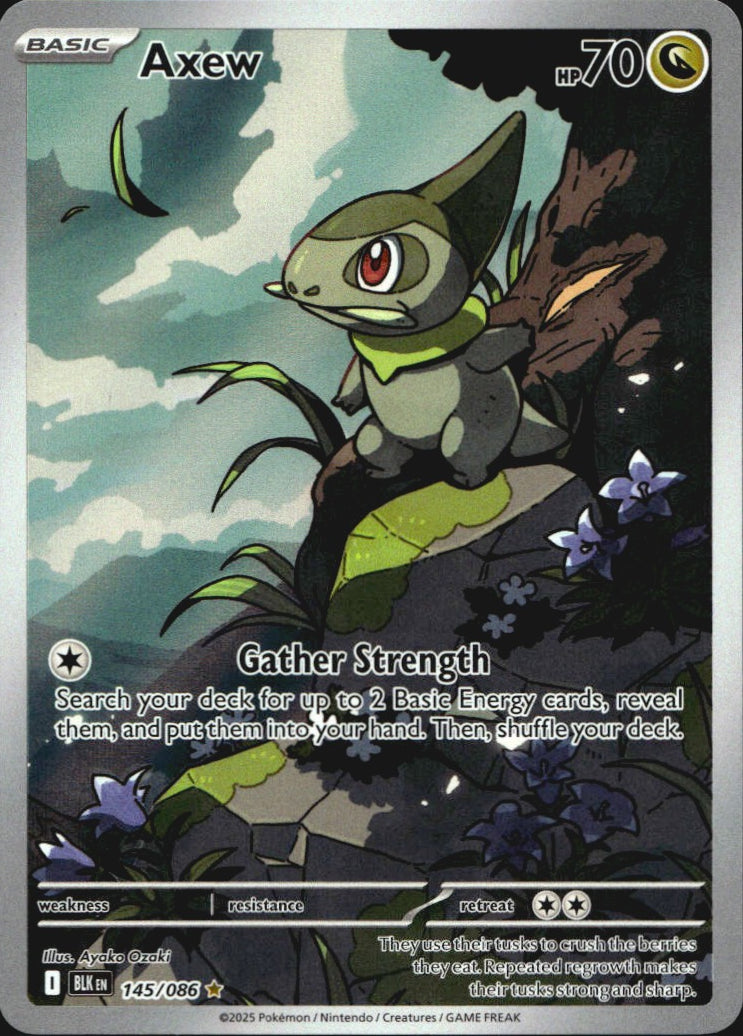 Axew 145/086 Holo Illustration Rare Black Bolt Pokemon Near Mint