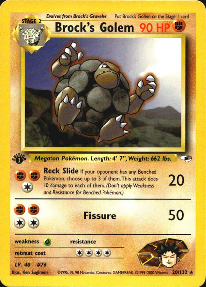 Brock's Golem 20/132 Gym Heroes Rare Pokemon 1st Edition Near Mint