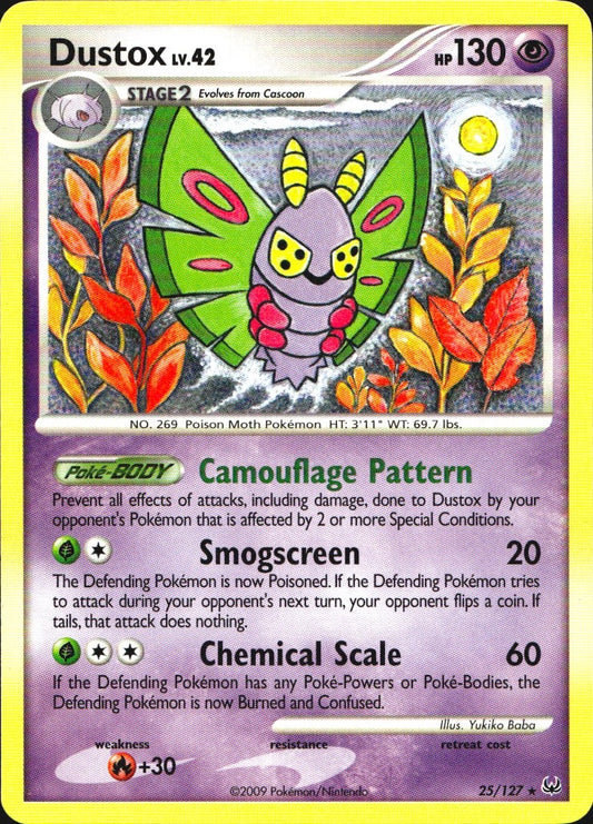 Dustox 25/127 Platinum Rare Pokemon Near Mint