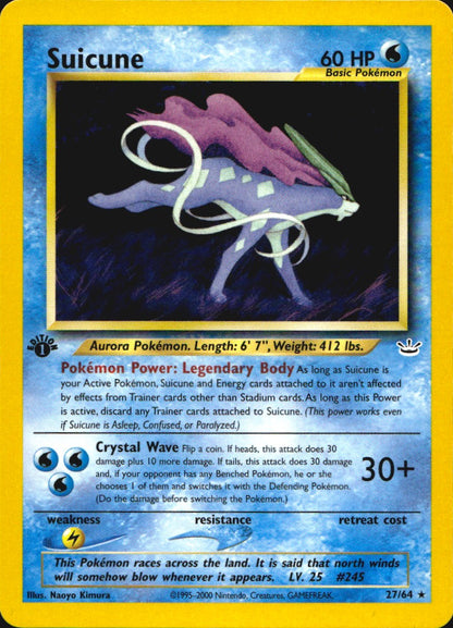 Suicune 27/64 Neo Revelation Rare Pokemon 1st Edition Near Mint