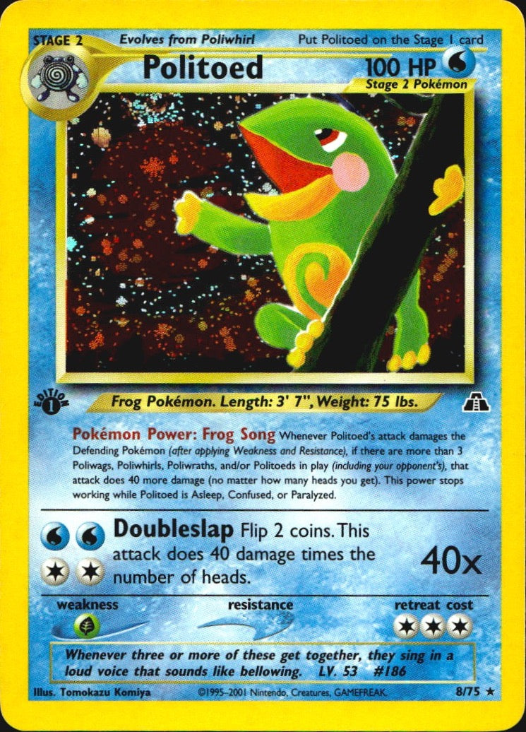 Politoed 8/75 Rare Neo Discovery Pokemon 1st Edition Holo Near Mint