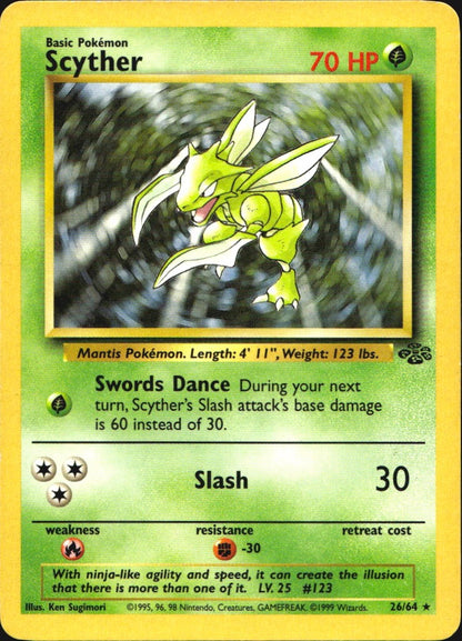 Scyther 26/64 Rare Jungle Pokemon Lightly Played