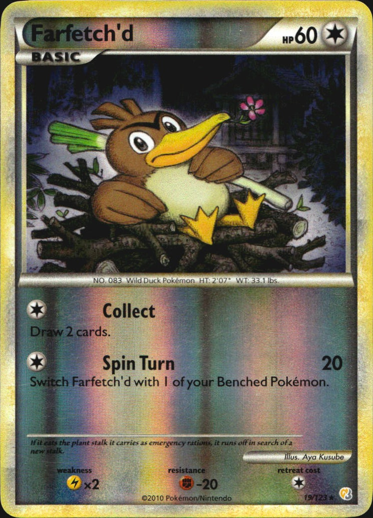 Farfetch'd 19/123 HeartGold & SoulSilver Rare Pokemon Reverse Holo Near Mint