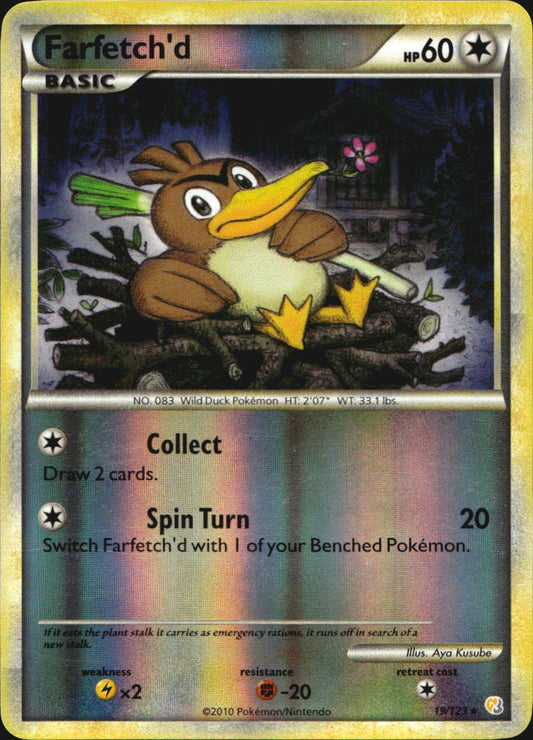 Farfetch'd 19/123 HeartGold & SoulSilver Rare Pokemon Reverse Holo Near Mint