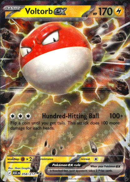 Voltorb ex 058/217 Ascended Heroes Double Rare Pokemon Holo Near Mint