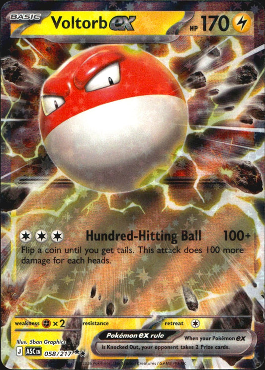 Voltorb ex 058/217 Ascended Heroes Double Rare Pokemon Holo Near Mint