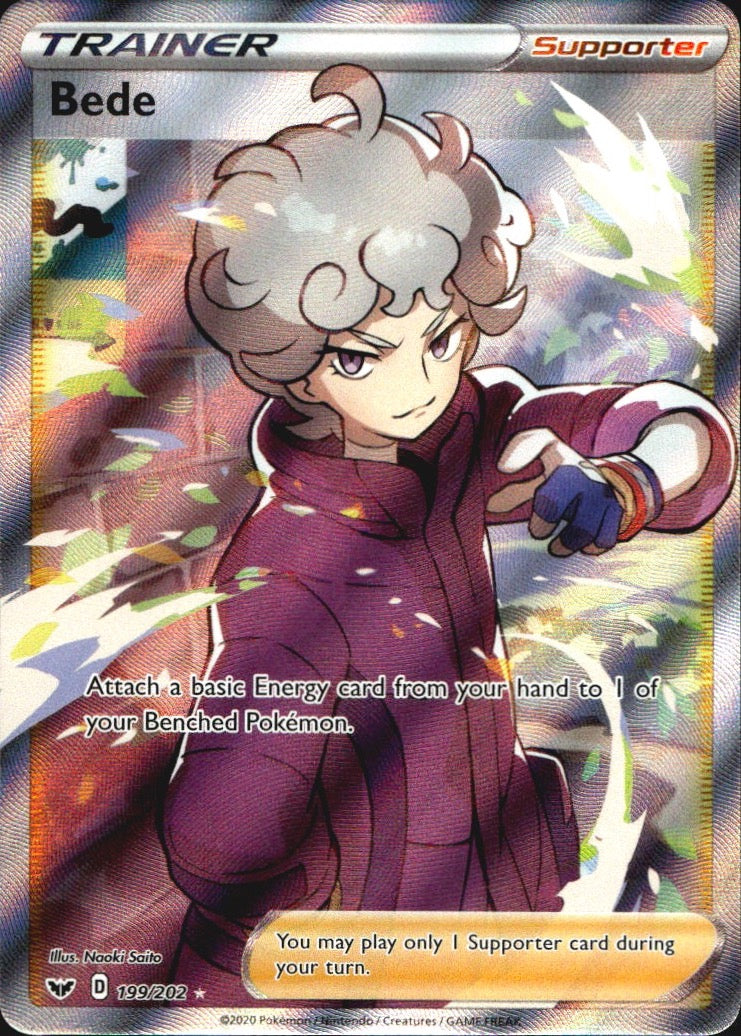 Bede 199/202 Sword & Shield Ultra Rare Pokemon Holo Near Mint