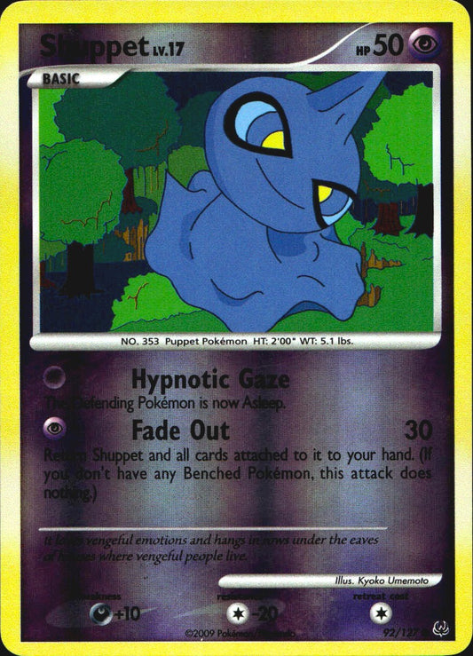 Shuppet 92/127 Platinum Common Pokemon Reverse Holo Near Mint