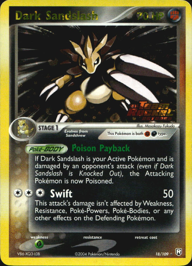Dark Sandslash 18/109 Team Rocket Returns Rare Pokemon Reverse Holo Near Mint