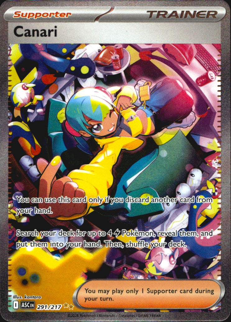 Canari 291/217 Ascended Heroes Special Illustration Rare Pokemon Holo Near Mint