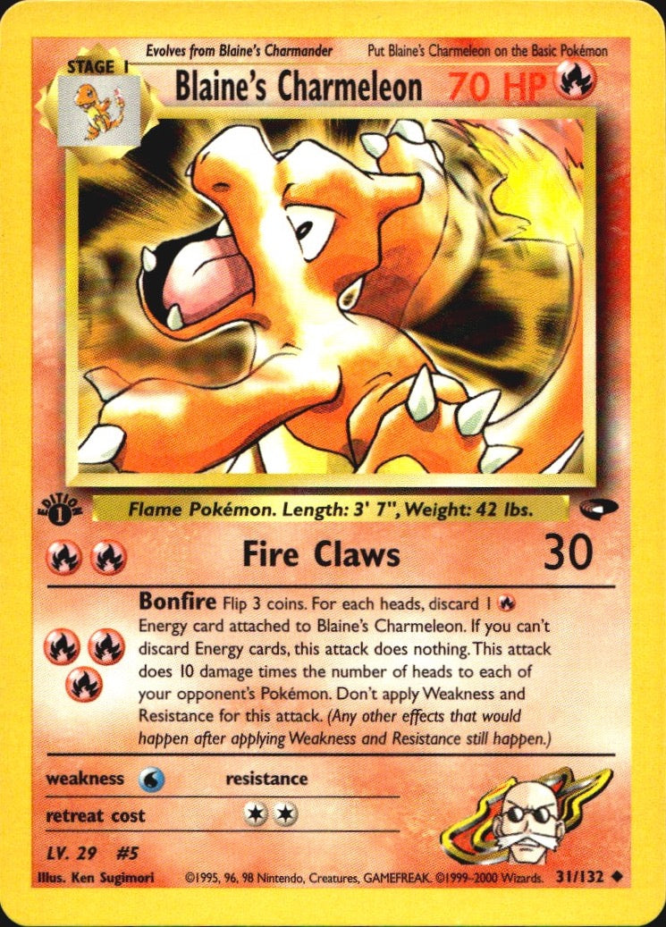 Blaine's Charmeleon 31/132 Gym Challenge Uncommon Pokemon 1st Edition Near Mint