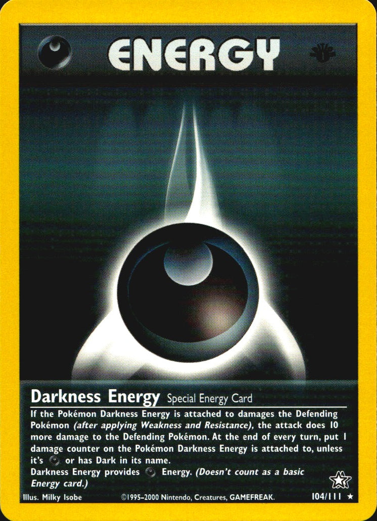Darkness Energy 104/111 Neo Genesis Rare Pokemon 1st Edition Near Mint
