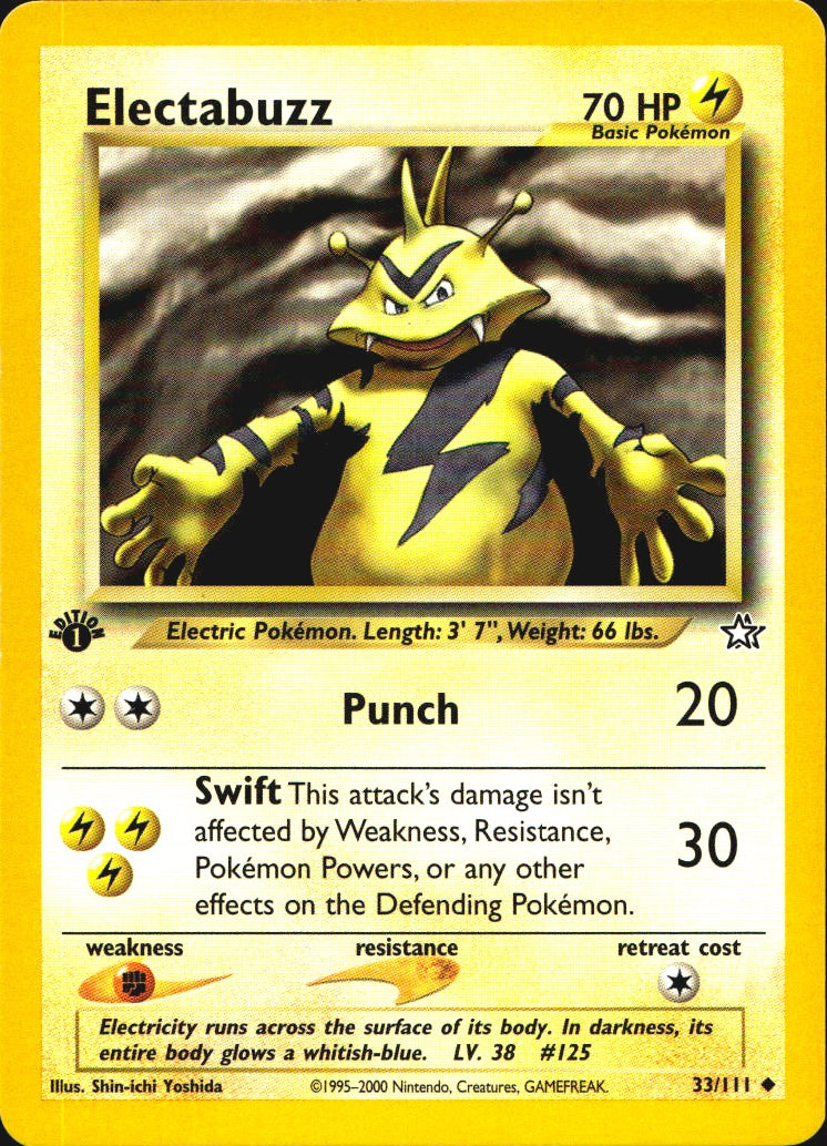 Electabuzz 33/111 Uncommon Neo Genesis Pokemon 1st Edition Near Mint