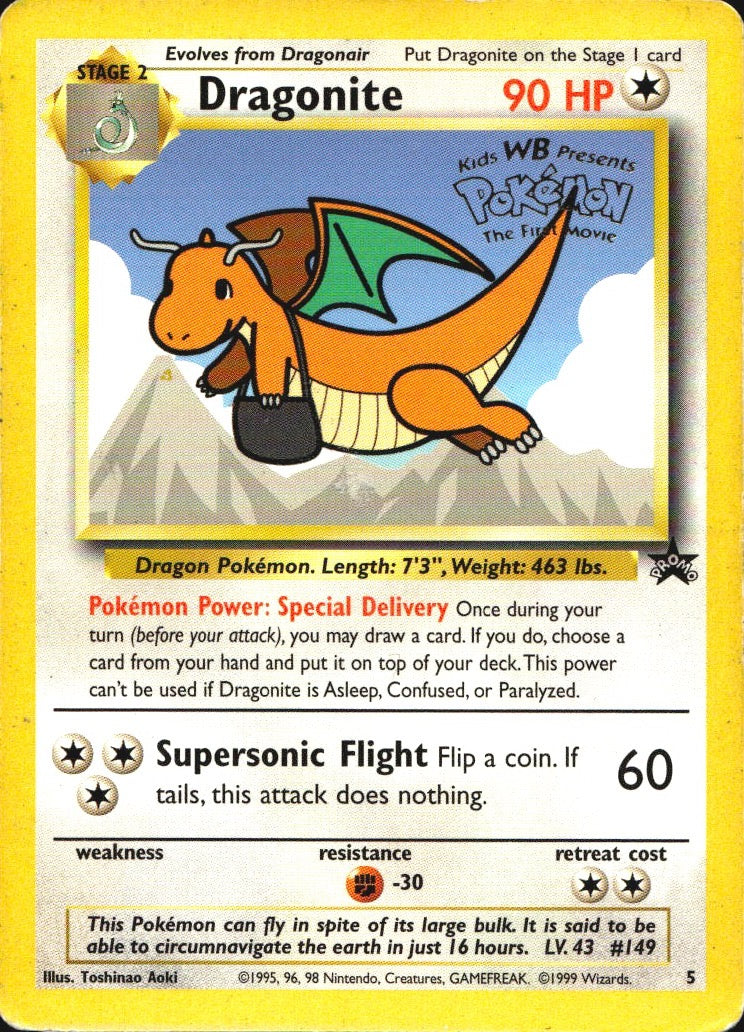 Dragonite 5 Promo Wizards Black Star Promos Pokemon Moderately Played