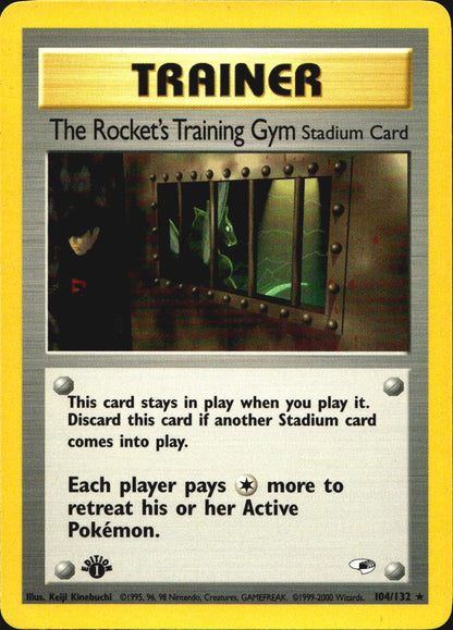 The Rocket's Training Gym 104/132 Gym Heroes Rare Pokemon 1st Edition Near Mint