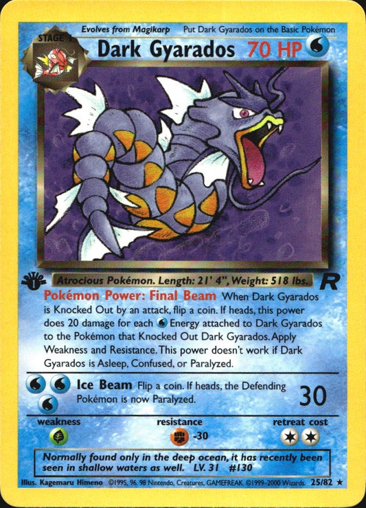 Dark Gyarados 25/82 Team Rocket Rare Pokemon 1st Edition Near Mint