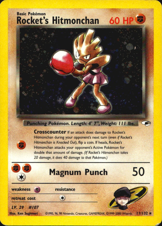 Rocket's Hitmonchan 11/132 Holo Rare Gym Heroes Pokemon Lightly Played