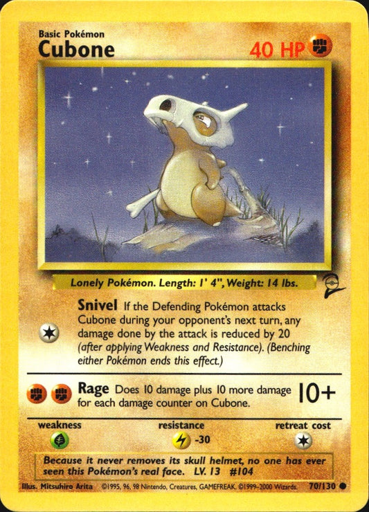Cubone 70/130 Base Set 2 Common Pokemon Near Mint