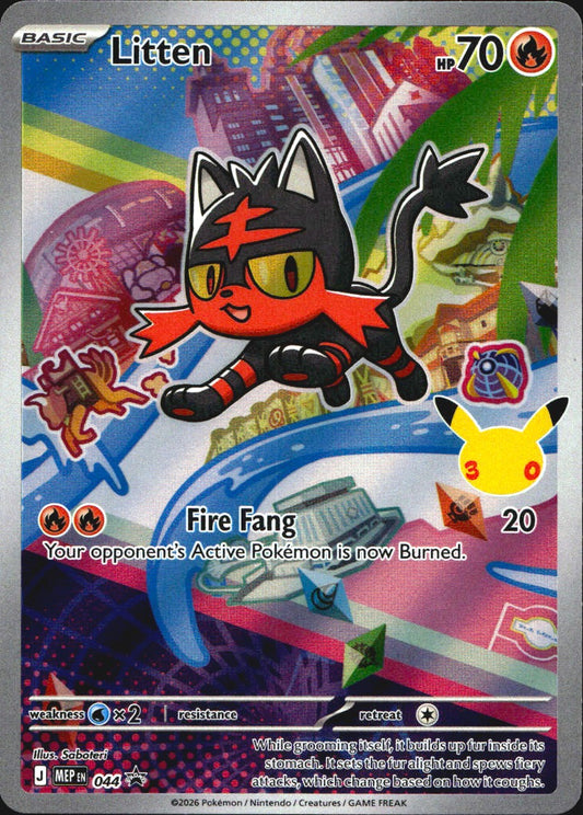 Litten 044 Holo Promo ME: Mega Evolution Promo Pokemon Near Mint