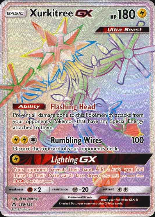 Xurkitree GX 160/156 Ultra Prism Rainbow Rare Pokemon Holo Near Mint