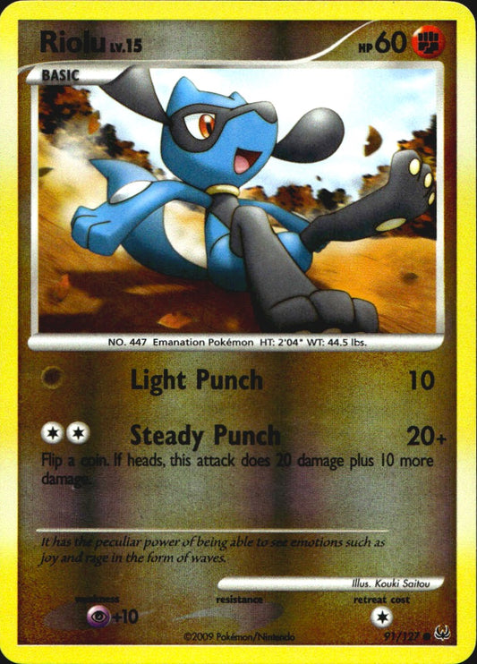 Riolu 91/127 Platinum Common Pokemon Reverse Holo Near Mint