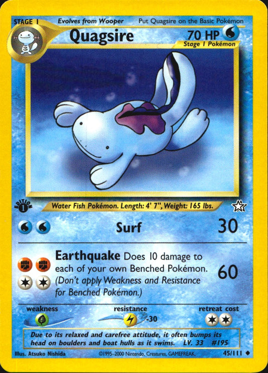 Quagsire 45/111 Uncommon Neo Genesis Pokemon 1st Edition Near Mint