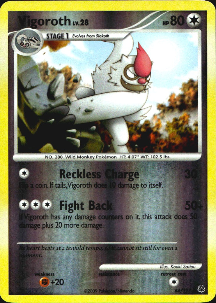 Vigoroth 64/127 Platinum Uncommon Pokemon Reverse Holo Near Mint