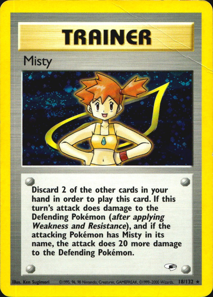 Misty 18/132 Holo Rare Gym Heroes Pokemon Heavily Played