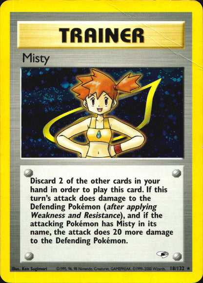 Misty 18/132 Holo Rare Gym Heroes Pokemon Heavily Played