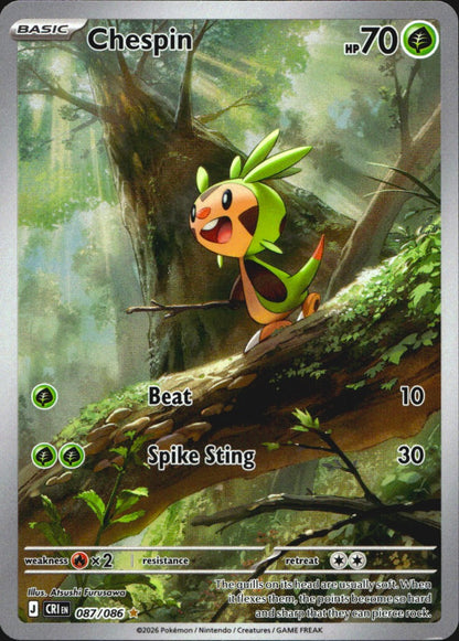 Chespin 087/086 Holo Illustration Rare Chaos Rising Pokemon Near Mint