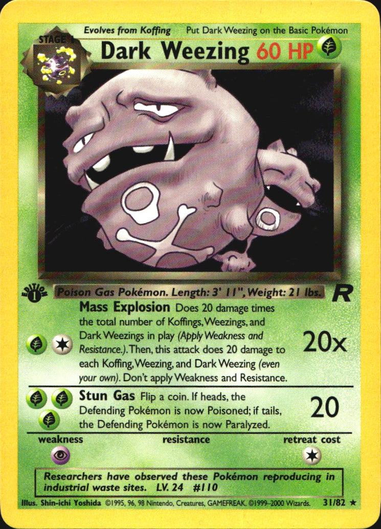 Dark Weezing 31/82 Team Rocket Rare Pokemon 1st Edition Near Mint