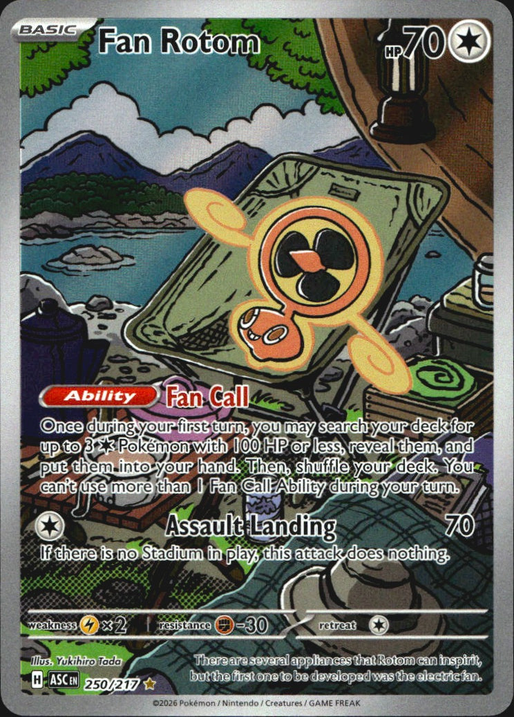 Fan Rotom 250/217 Ascended Heroes Illustration Rare Pokemon Holo Near Mint