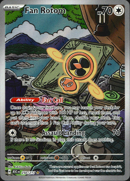 Fan Rotom 250/217 Ascended Heroes Illustration Rare Pokemon Holo Near Mint