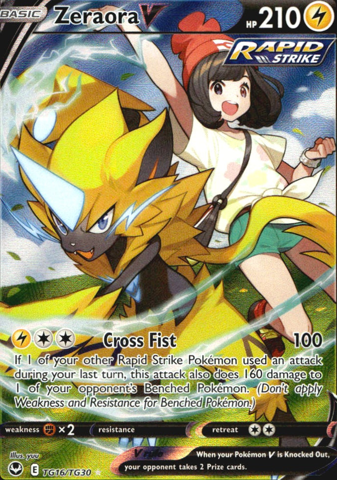 Zeraora V TG16/TG30 Silver Tempest Trainer Gallery Holo V Rare Pokemon Near Mint