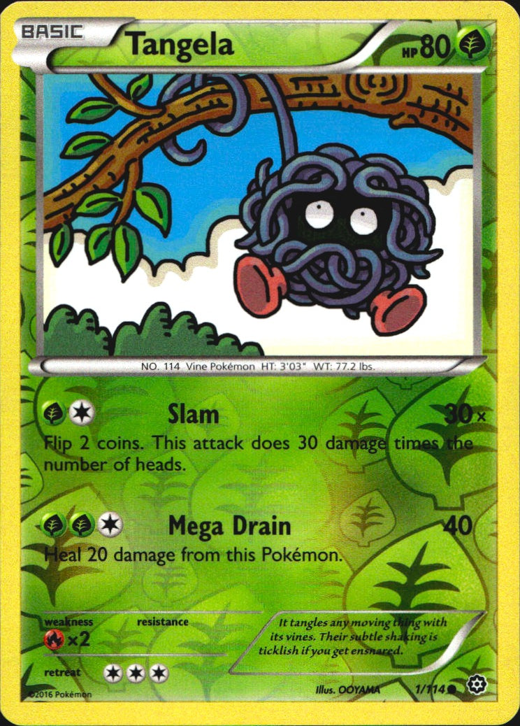 Tangela 1/114 Common Steam Siege Pokemon Reverse Holo Near Mint