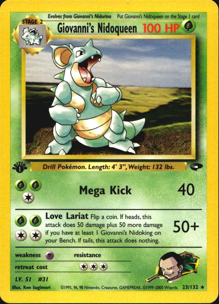 Giovanni's Nidoqueen 23/132 Gym Challenge Rare Pokemon 1st Edition Near Mint