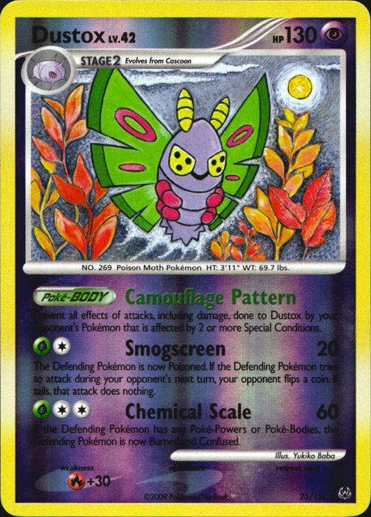 Dustox 25/127 Platinum Rare Pokemon Reverse Holo Near Mint