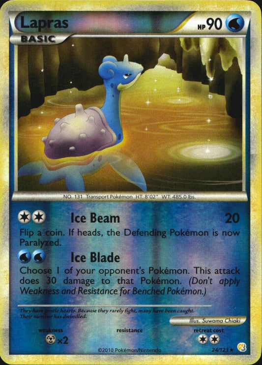 Lapras 24/123 HeartGold & SoulSilver Rare Pokemon Reverse Holo Near Mint