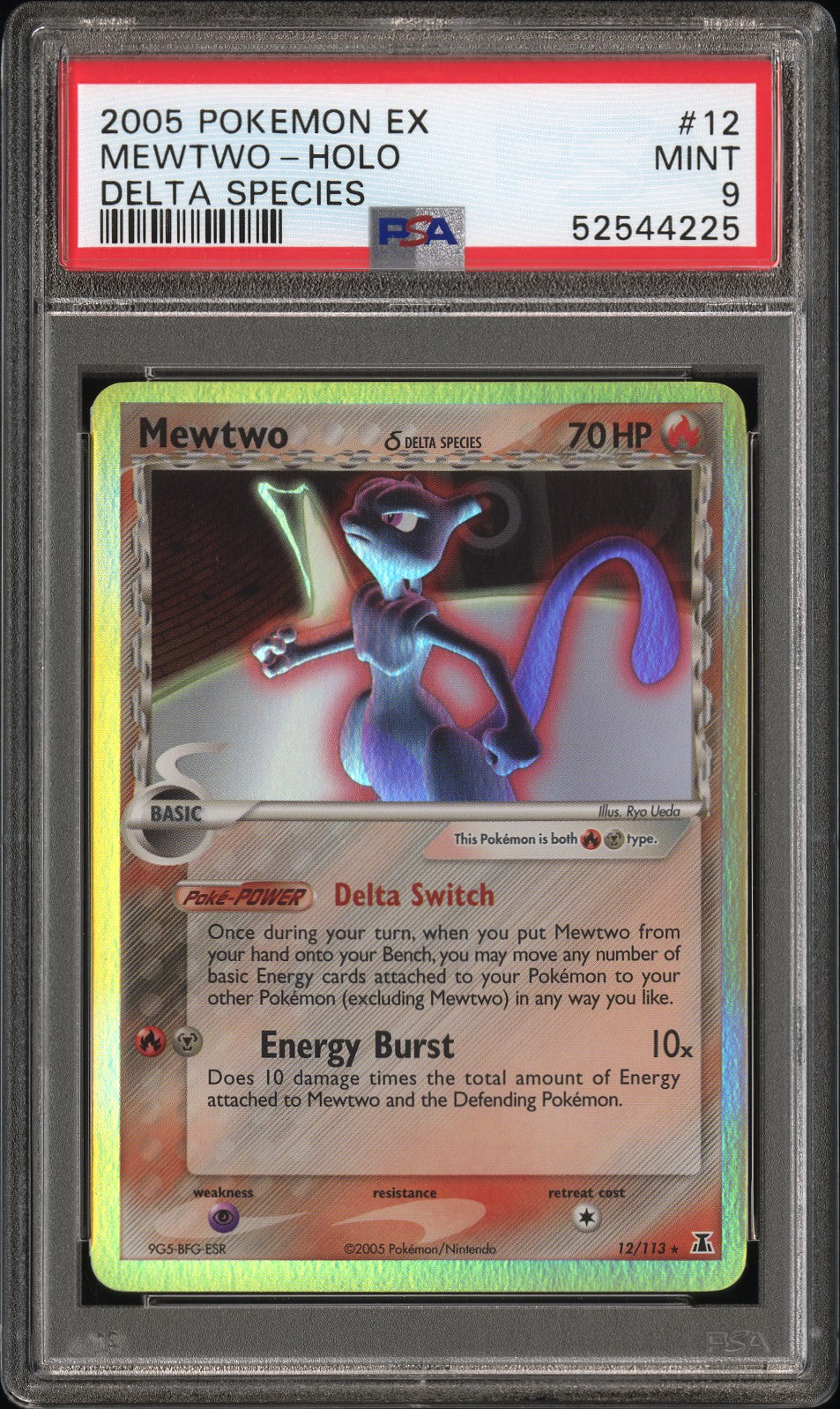 Mewtwo Holo 12/113 Delta Species Pokemon PSA 9
