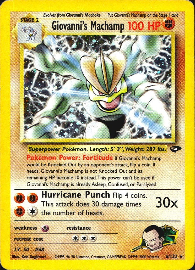 Giovanni's Machamp 6/132 Holo Rare Gym Challenge Pokemon Lightly Played