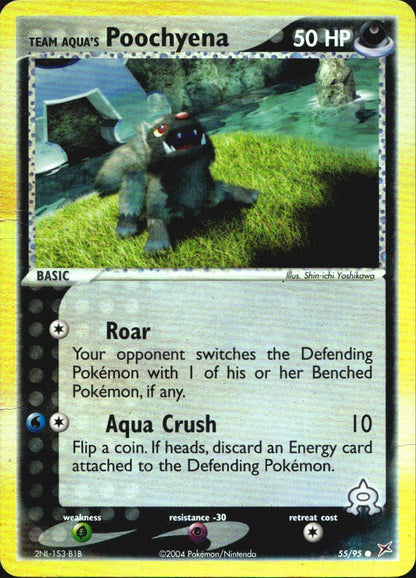 Team Aqua's Poochyena 55/95 Team Magma vs Team Aqua Pokemon Reverse Holo MP