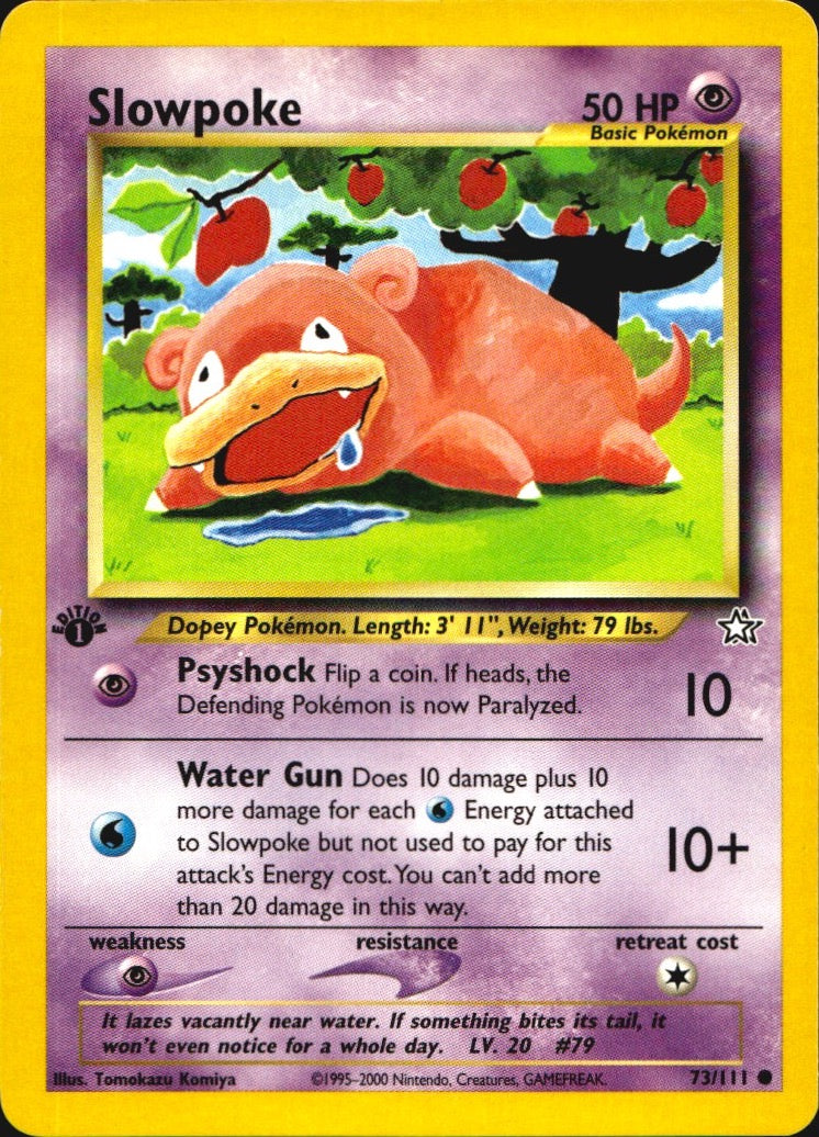 Slowpoke 73/111 Common Neo Genesis Pokemon 1st Edition Near Mint