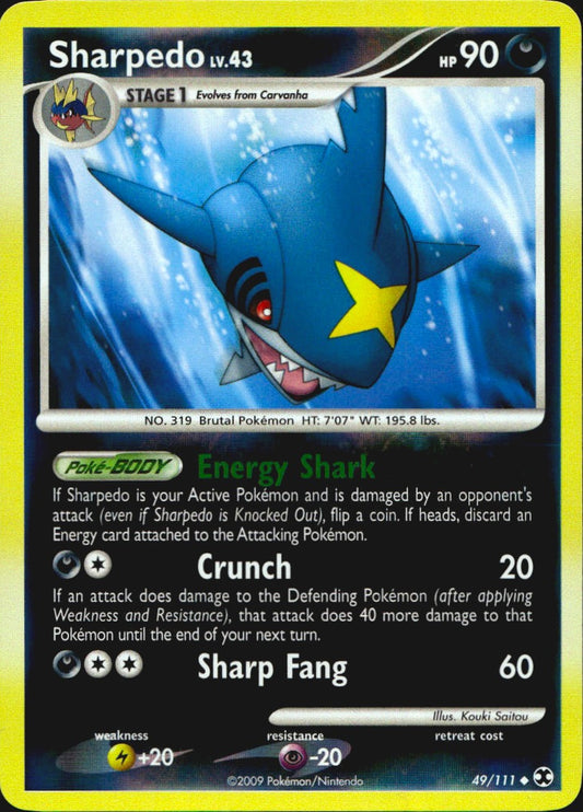 Sharpedo 49/111 Rising Rivals Uncommon Pokemon Reverse Holo Near Mint
